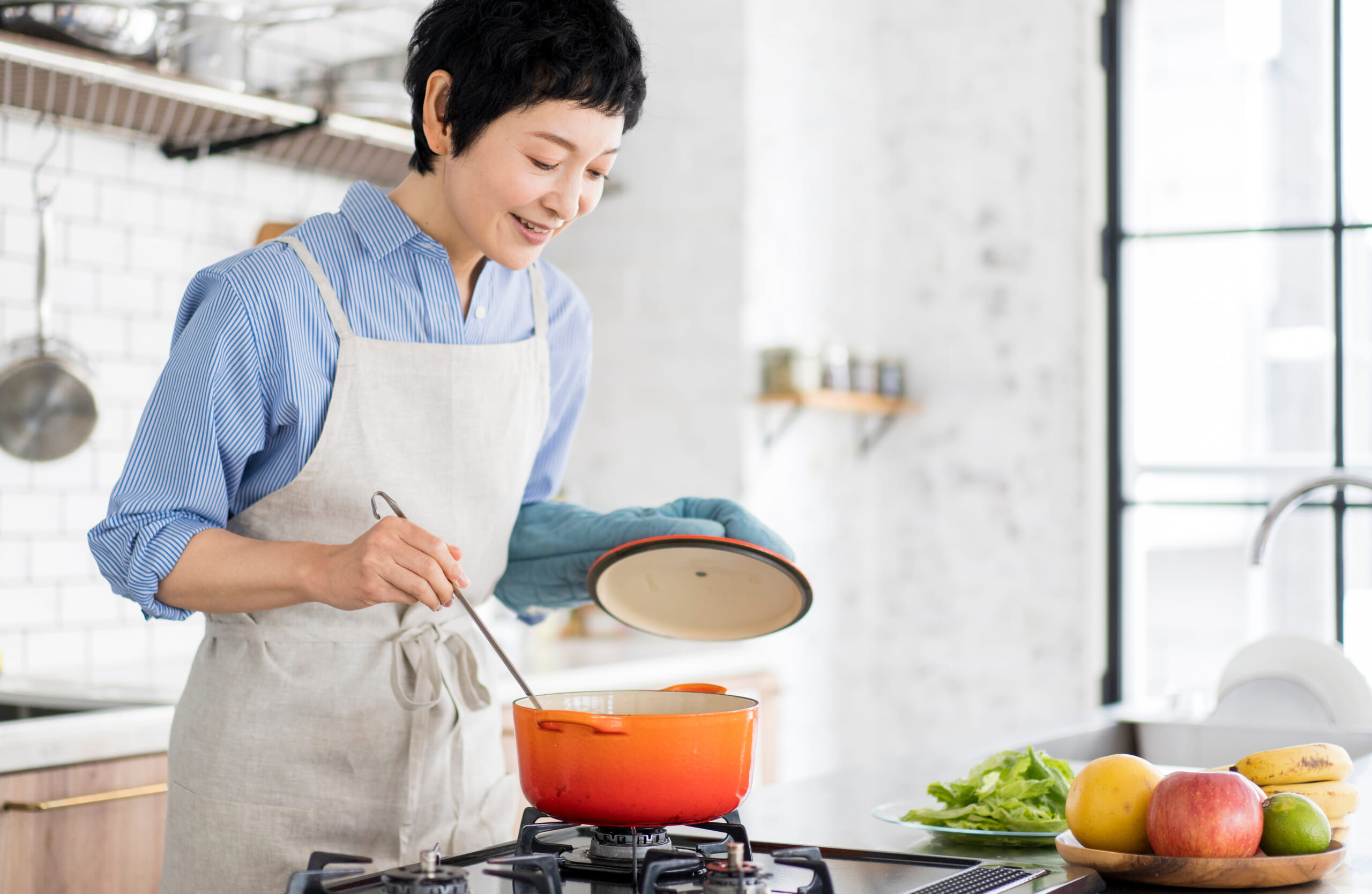 料理研究家の監修による減塩レシピの盛り付け例