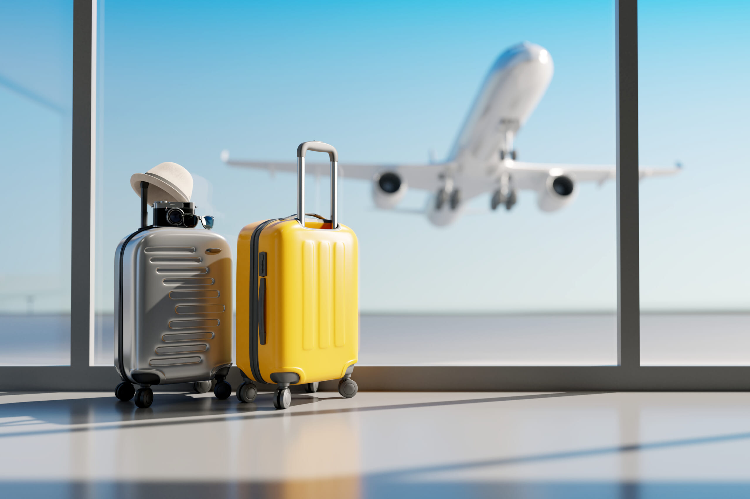 旅行先のホテルを楽しむ家族の笑顔シーン